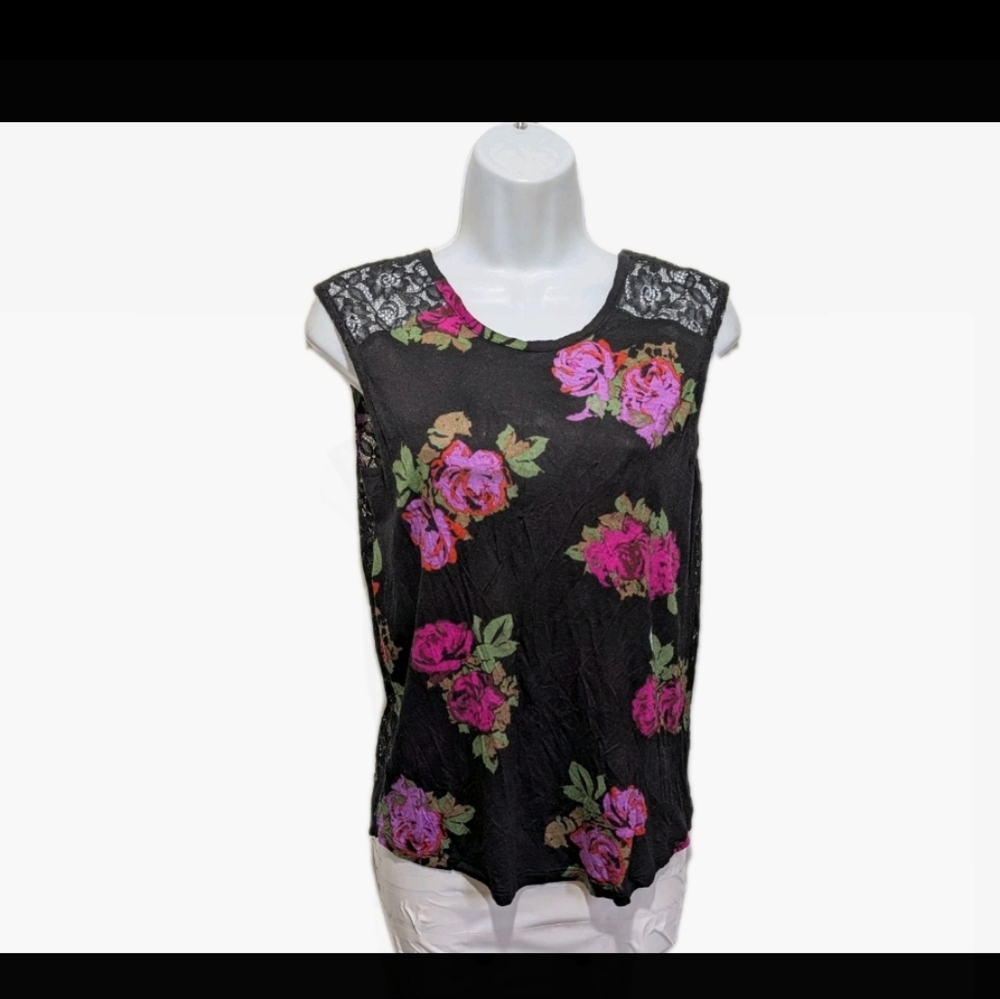 NWT Kirra Lace Rear Dark Floral Whimsical Top Blouse XS Dark Fairy Romantic #47